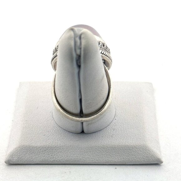 Estate Sterling Silver 925 Large Oval Rose Quartz Cabochon Ring Size 7.75 - Picture 3 of 8